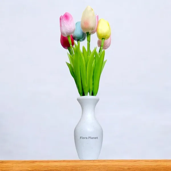 Multicolour_5_Pcs_Artificial_Tulip_Flowers_Bunches_With_Vase_Artificial_Plants_With_Pot_Home_Decoration_Items_For_Living_Room_Bedroom_Wedding_32_Cm_Silk_Home_Decor_(1_Sarahi)