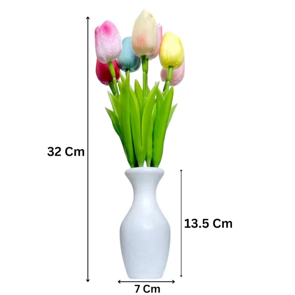 Multicolour_5_Pcs_Artificial_Tulip_Flowers_Bunches_With_Vase_Artificial_Plants_With_Pot_Home_Decoration_Items_For_Living_Room_Bedroom_Wedding_32_Cm_Silk_Home_Decor_(1_Sarahi)