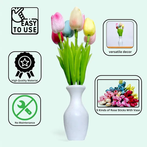 Multicolour_5_Pcs_Artificial_Tulip_Flowers_Bunches_With_Vase_Artificial_Plants_With_Pot_Home_Decoration_Items_For_Living_Room_Bedroom_Wedding_32_Cm_Silk_Home_Decor_(1_Sarahi)