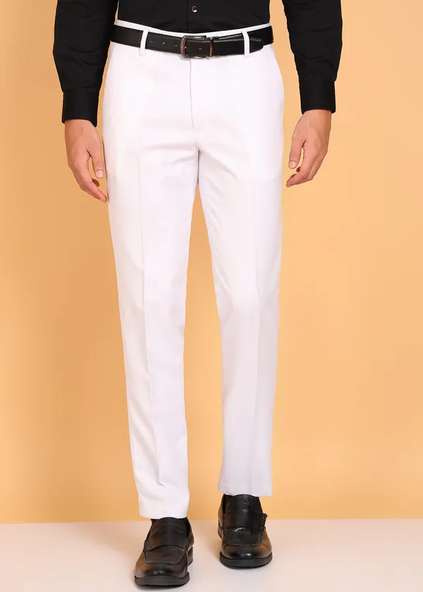 White_Viscose_Rayon_Solid_Formal_Trouser_For_Men