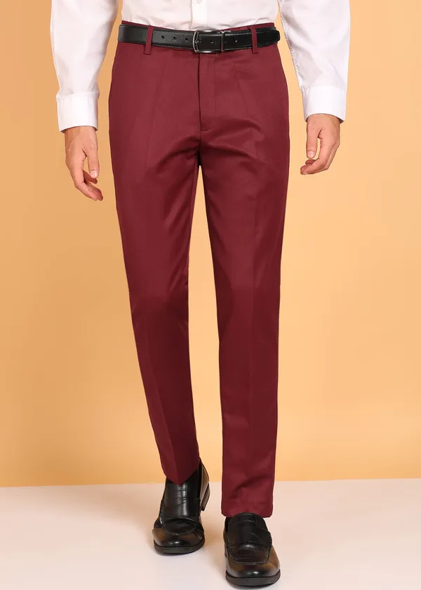 Maroon_Viscose_Rayon_Solid_Formal_Trouser_For_Men