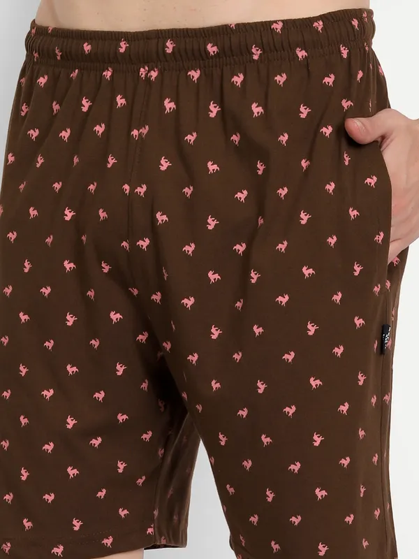 Coffee_Cotton_Blend_Printed_Shorts