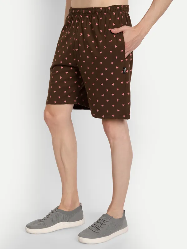 Coffee_Cotton_Blend_Printed_Shorts