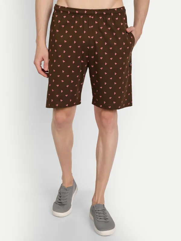 Coffee_Cotton_Blend_Printed_Shorts