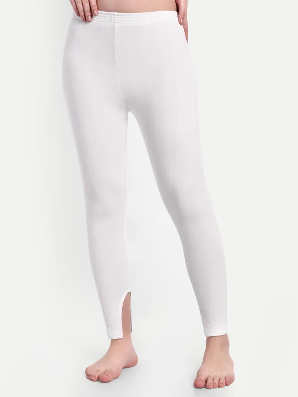 Off-White_Cotton_Blend_Thermal_Bottom_For_Women