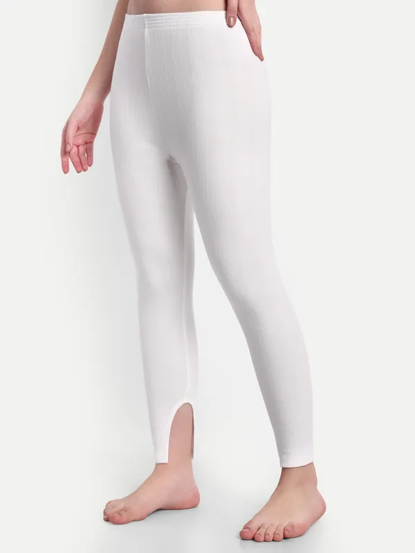 Off-White_Cotton_Blend_Thermal_Bottom_For_Women