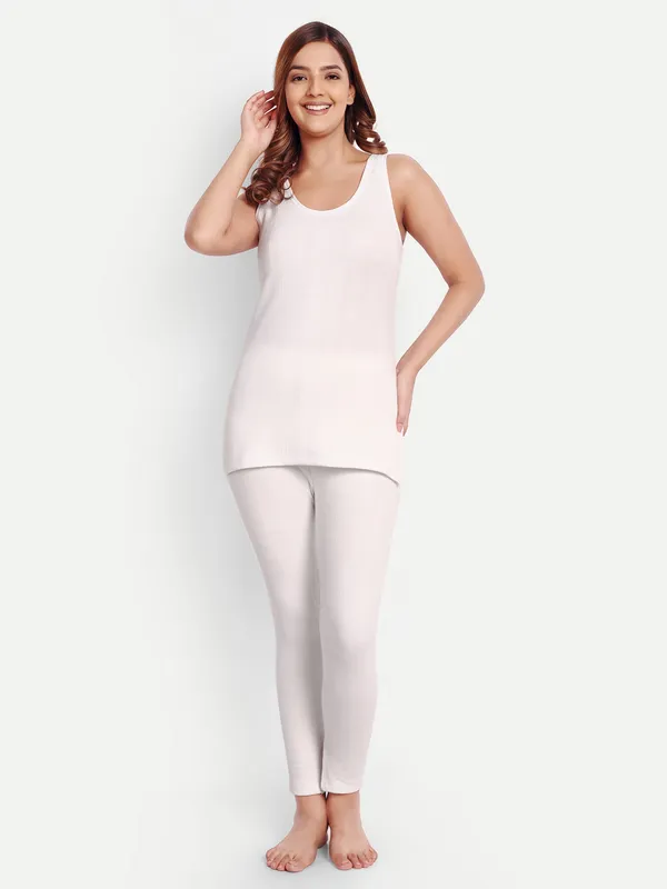 Off-White_Cotton_Blend_Sleeveless_Thermal_Set_(Top_&_Bottom)_For_Women