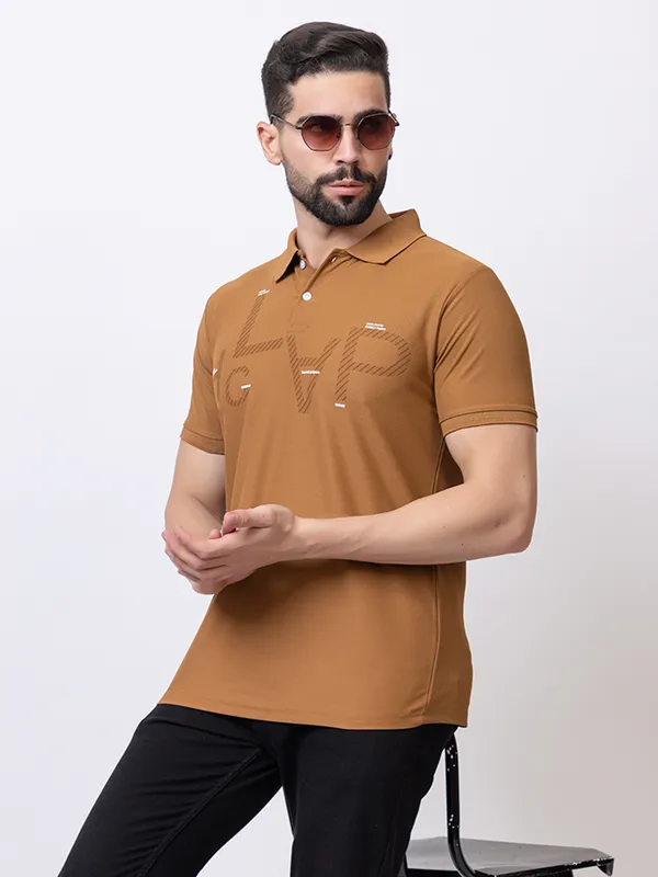 Camel_Casual_Print_Polo_Shirt