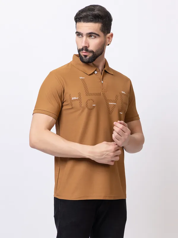 Camel_Casual_Print_Polo_Shirt