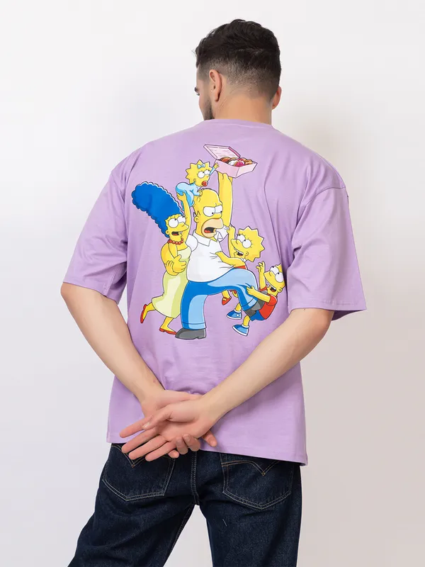 Lavender_The_Simpsons_Family_Frenzy_Over_Donuts_T-Shirt