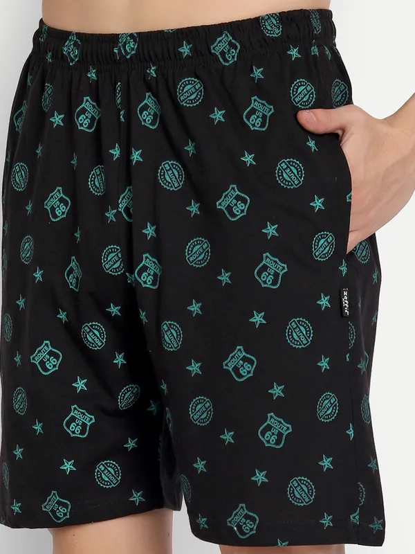 Black_Cotton_Blend_Printed_Shorts