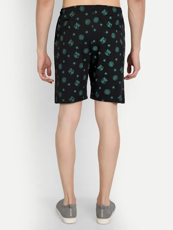 Black_Cotton_Blend_Printed_Shorts
