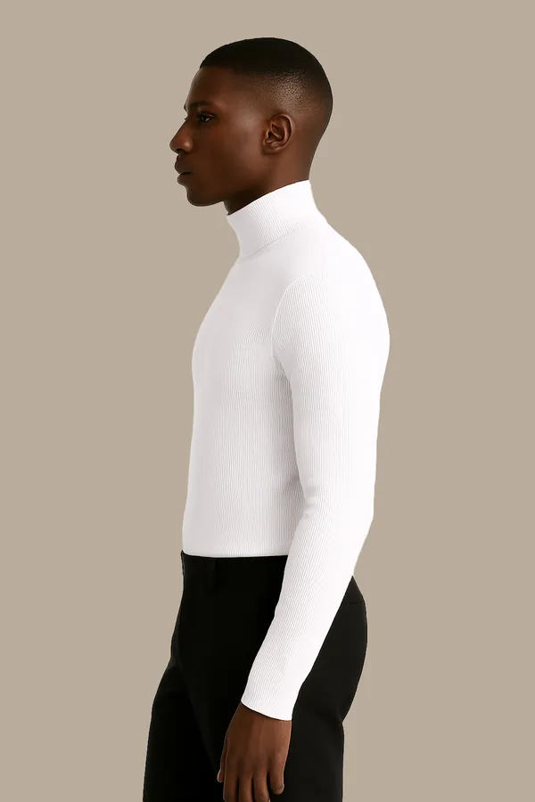 White_High_Neck_Solid_White_Sweater