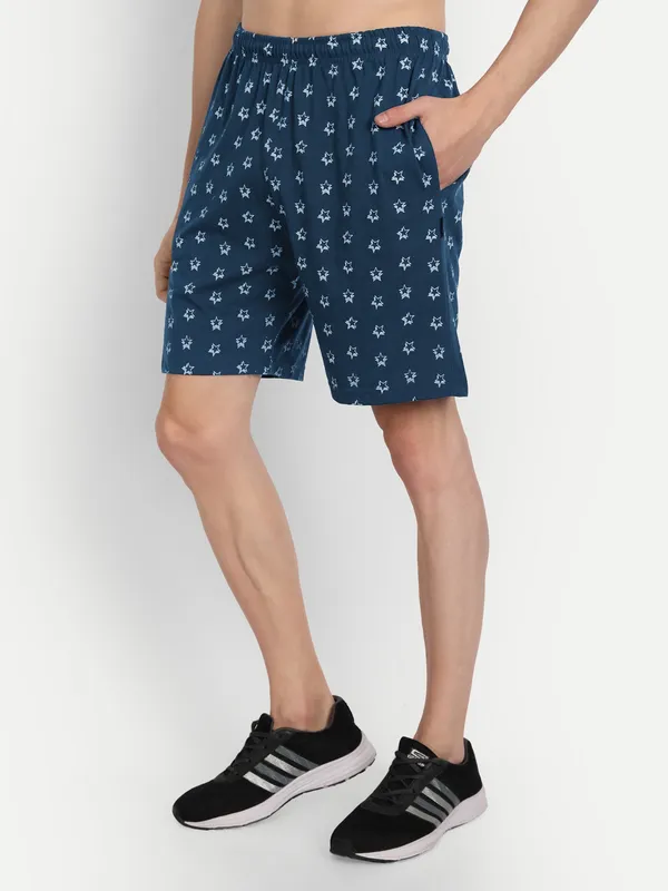Blue_Cotton_Blend_Printed_Shorts