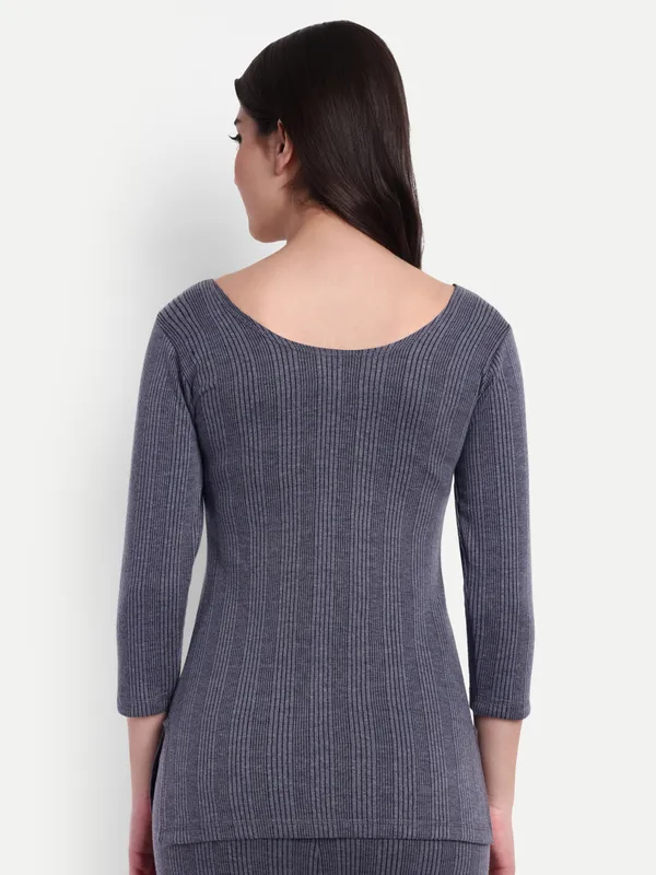 Navy_Blue_Cotton_Blend_Three_Quarter_Thermal_Top_For_Women