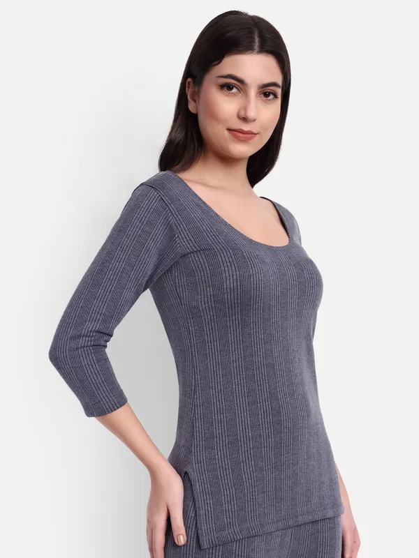 Navy_Blue_Cotton_Blend_Three_Quarter_Thermal_Top_For_Women