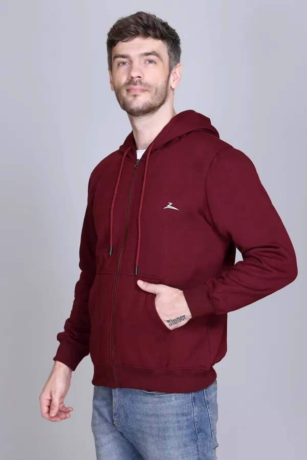 Wine_Regular_Fit_Zip-Through_Hoodie