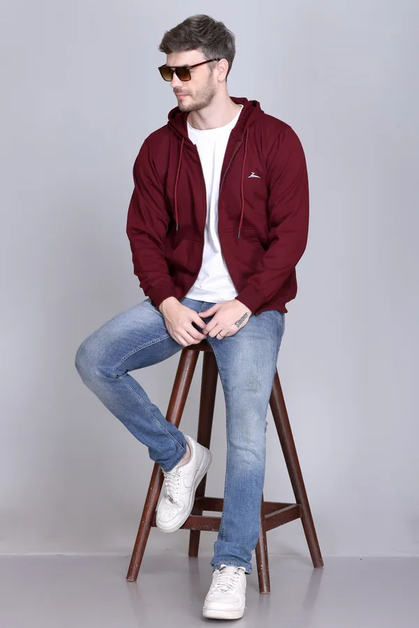 Wine_Regular_Fit_Zip-Through_Hoodie