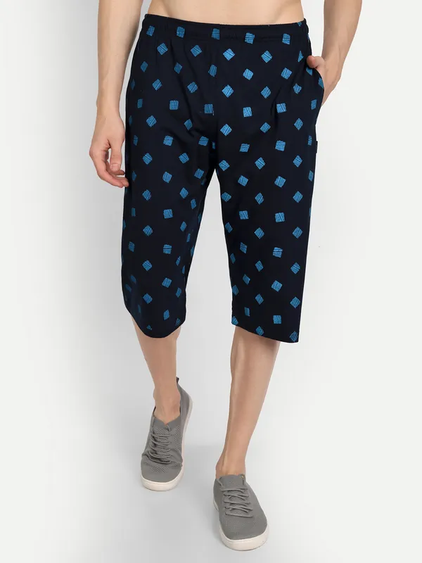 Navy_Blue_Cotton_Blend_Three-Fourths
