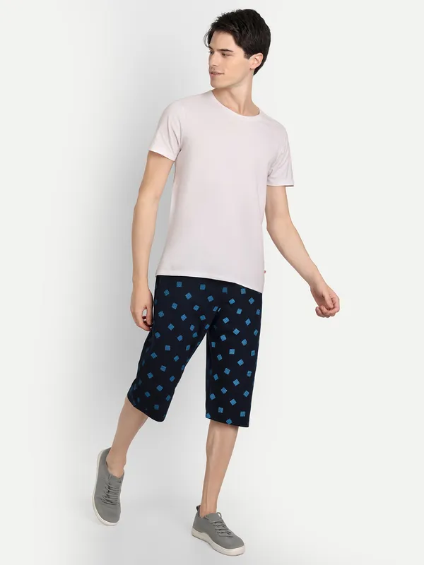 Navy_Blue_Cotton_Blend_Three-Fourths
