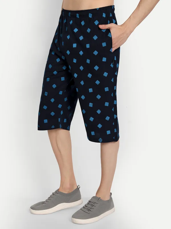 Navy_Blue_Cotton_Blend_Three-Fourths