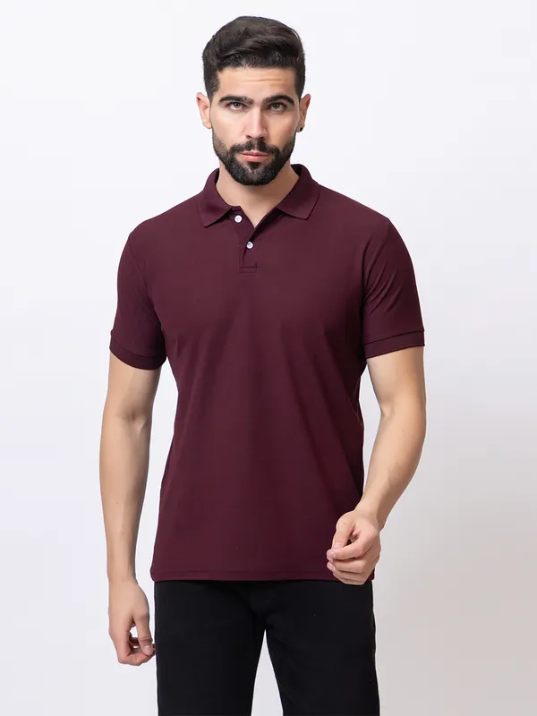Wine_Classic_Solid_Polo_Shirt