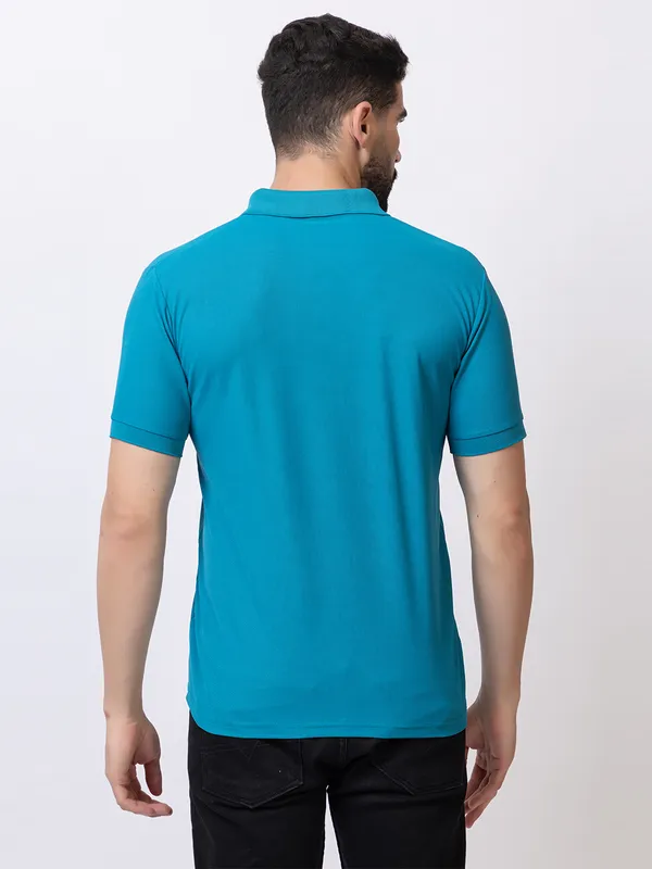 Teal_Casual_Print_Polo_Shirt
