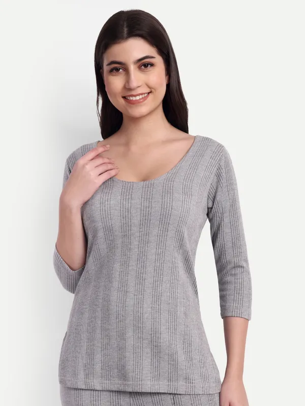 Grey_Cotton_Blend_Three_Quarter_Thermal_Top_For_WoMen