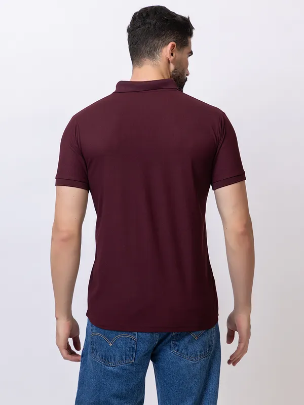 Wine_Casual_Print_Polo_Shirt