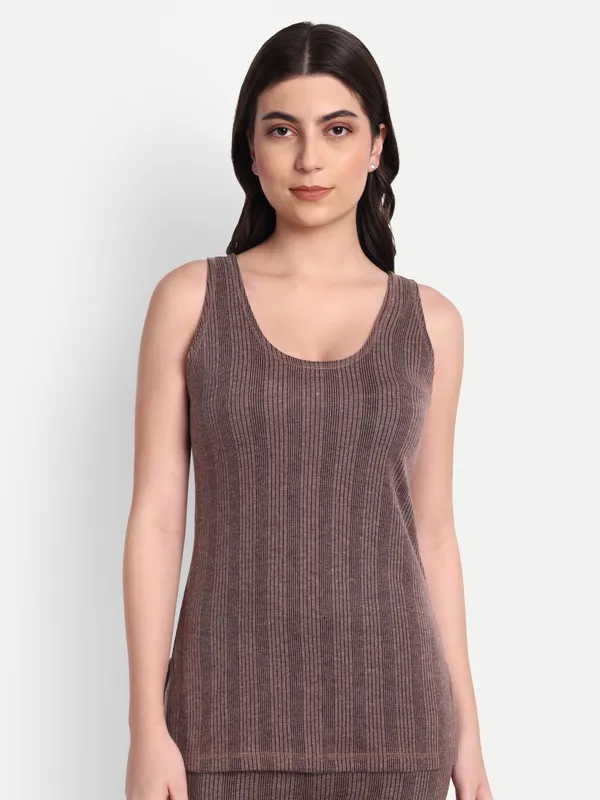 Coffee_Cotton_Blend_Sleeveless_Thermal_Top_For_Women
