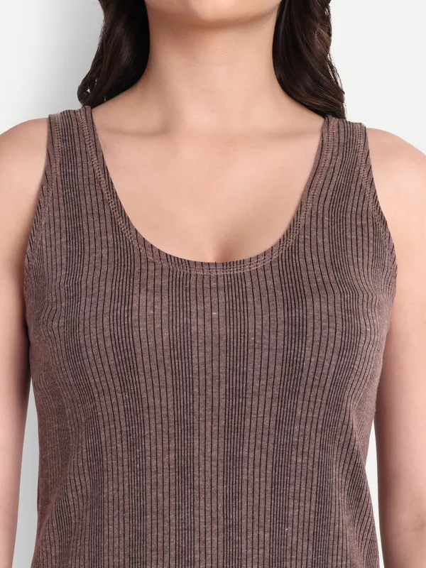 Coffee_Cotton_Blend_Sleeveless_Thermal_Top_For_Women