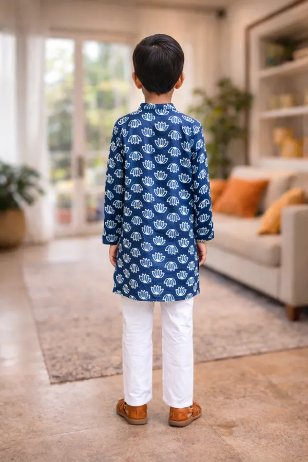 Blue_Pure_Cotton_Regular_Fit_Full_Sleeve_Kurta_Pyjama_Set_For_Boys