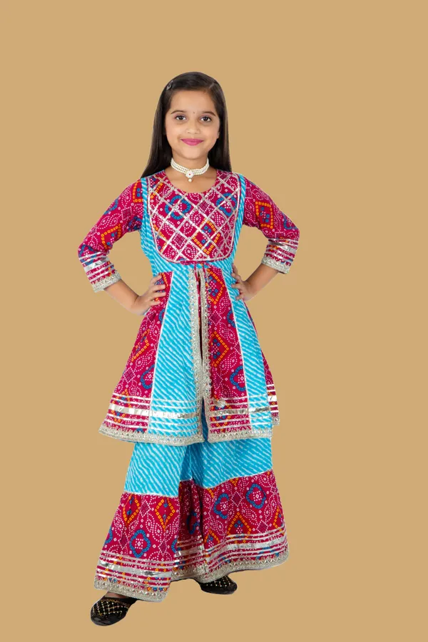 Bandhani_Pink_&_Blue_Sharara_Set