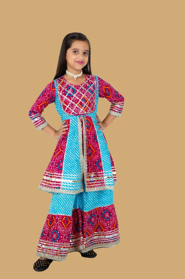 Bandhani_Pink_&_Blue_Sharara_Set