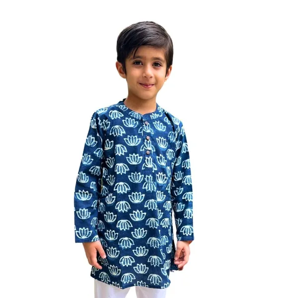 Blue_Pure_Cotton_Regular_Fit_Full_Sleeve_Kurta_Pyjama_Set_For_Boys