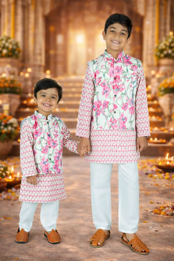 Boy_White_Pink_Kurta_Jacket_Set