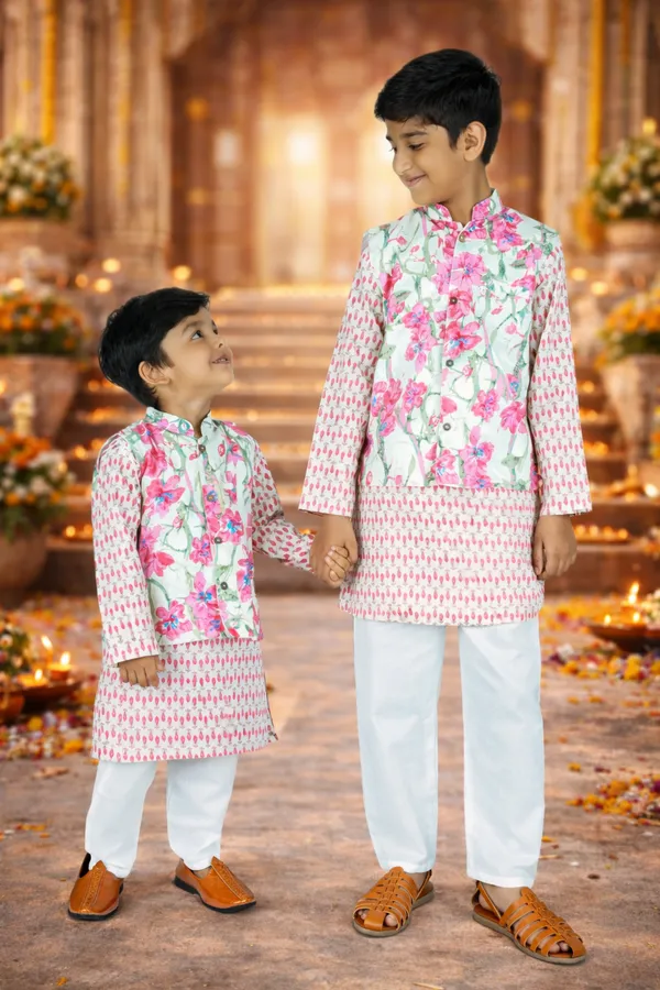 Boy_White_Pink_Kurta_Jacket_Set