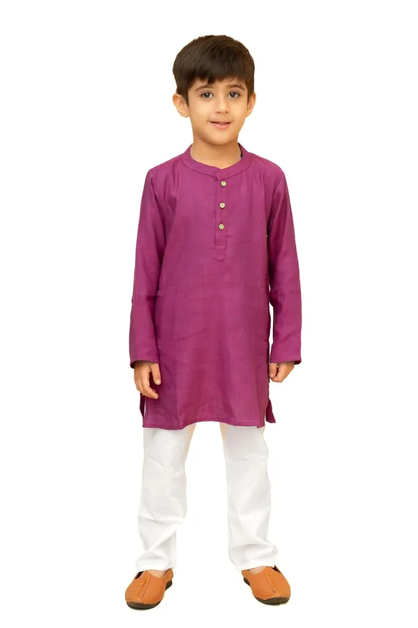 Dark_Margenta_Pure_Cotton_Regular_Fit_Full_Sleeve_Kurta_Pyjama_Set_For_Boys