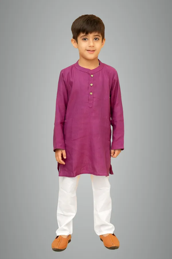 Dark_Margenta_Pure_Cotton_Regular_Fit_Full_Sleeve_Kurta_Pyjama_Set_For_Boys