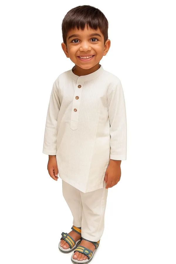 White_Pure_Cotton_Regular_Fit_Full_Sleeve_Kurta_Pyjama_Set_For_Boys