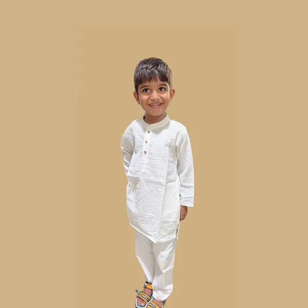 White_Pure_Cotton_Regular_Fit_Full_Sleeve_Kurta_Pyjama_Set_For_Boys