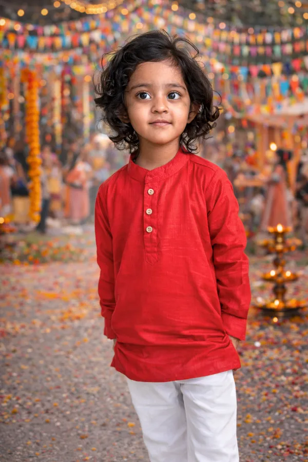 Red_Pure_Cotton_Regular_Fit_Full_Sleeve_Kurta_Pyjama_Set_For_Boys