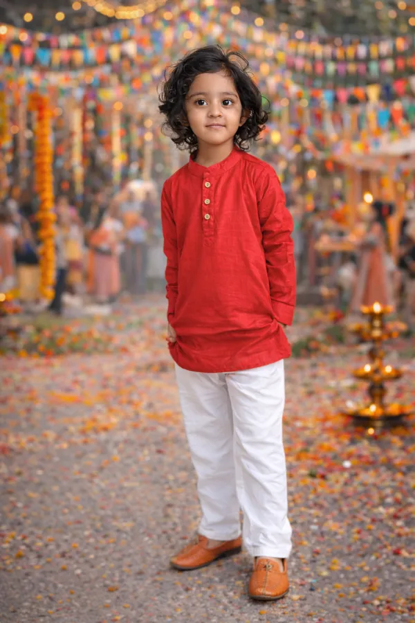 Red_Pure_Cotton_Regular_Fit_Full_Sleeve_Kurta_Pyjama_Set_For_Boys