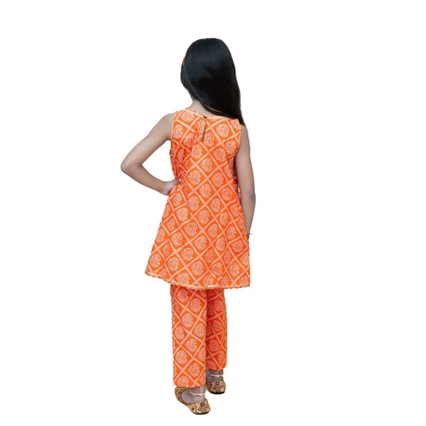 Orange_Pure_Cotton_Regular_Fit_Kurta_Set_For_Girls