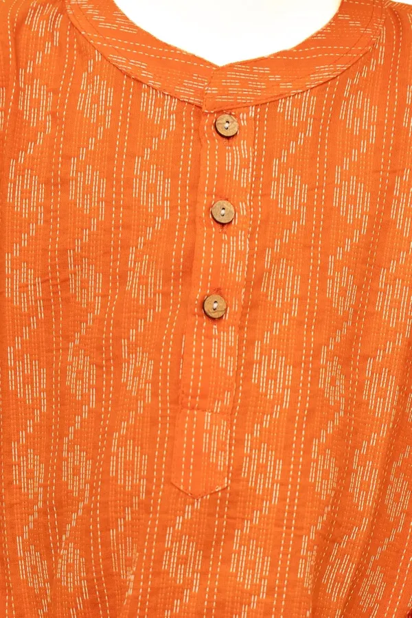 Orange_Pure_Cotton_Regular_Fit_Full_Sleeve_Kurta_Pyjama_Set_For_Boys