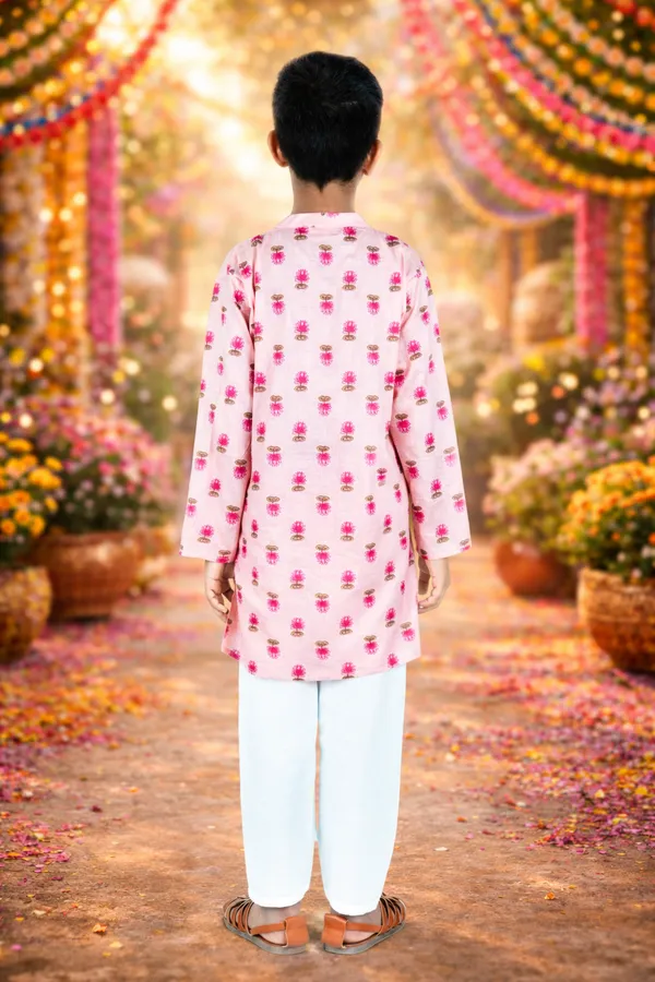 Peach_Lotus_Kurta_Pajama_Set