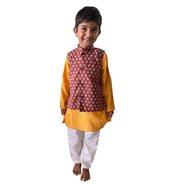 Red_&_Orange_Pure_Cotton_Regular_Fit_Full_Sleeve_Kurta_Pyjama_Set_For_Boys