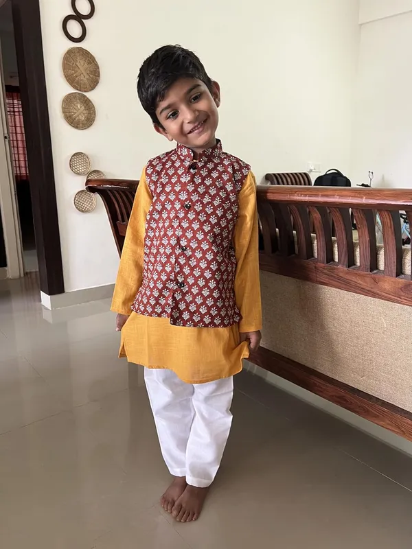 Red_&_Orange_Pure_Cotton_Regular_Fit_Full_Sleeve_Kurta_Pyjama_Set_For_Boys