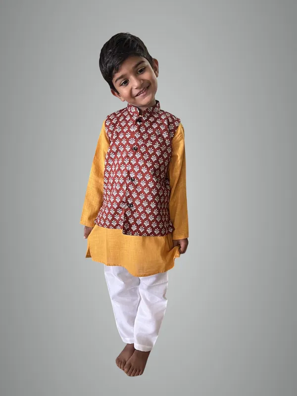 Red_&_Orange_Pure_Cotton_Regular_Fit_Full_Sleeve_Kurta_Pyjama_Set_For_Boys