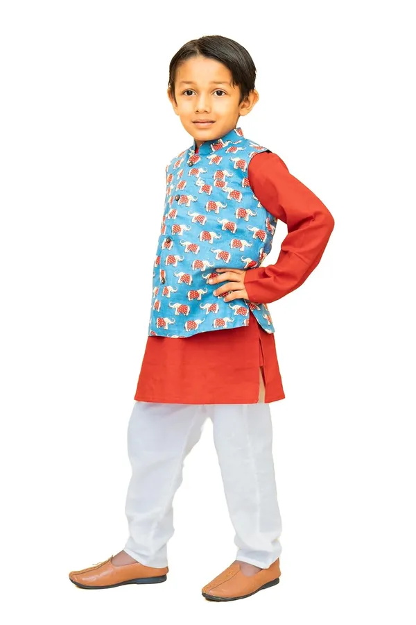 Red_Pure_Cotton_Regular_Fit_Full_Sleeve_Kurta_Pyjama_Set_For_Boys
